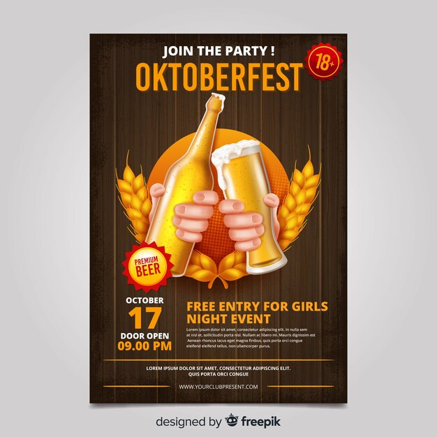 Modelo de cartaz realista da oktoberfest