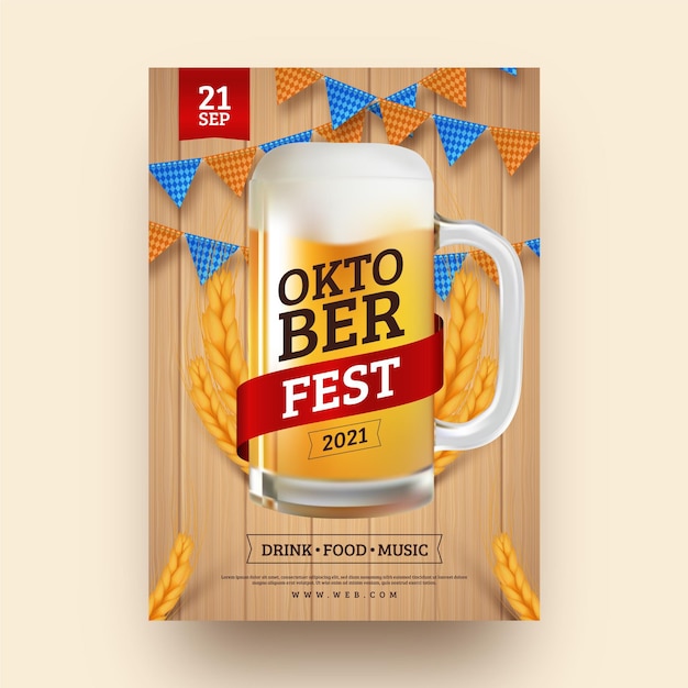 Modelo de cartaz realista da oktoberfest