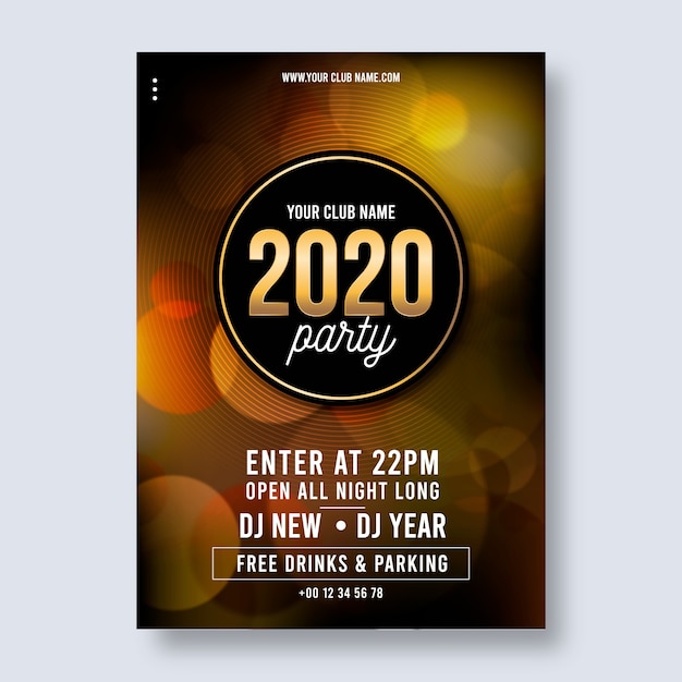 Modelo de cartaz realista festa ano novo 2020