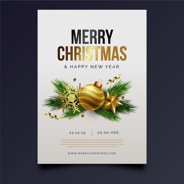 Vetor grátis modelo de cartaz realista para a festa de natal