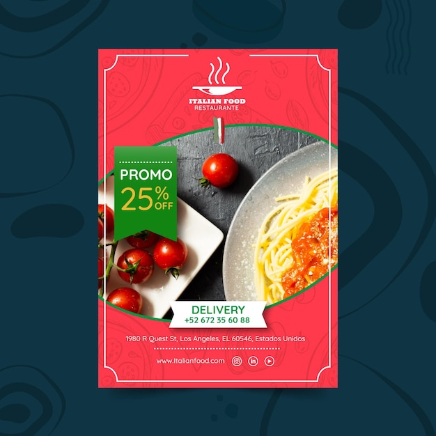 Vetor grátis modelo de cartaz - restaurante de comida italiana