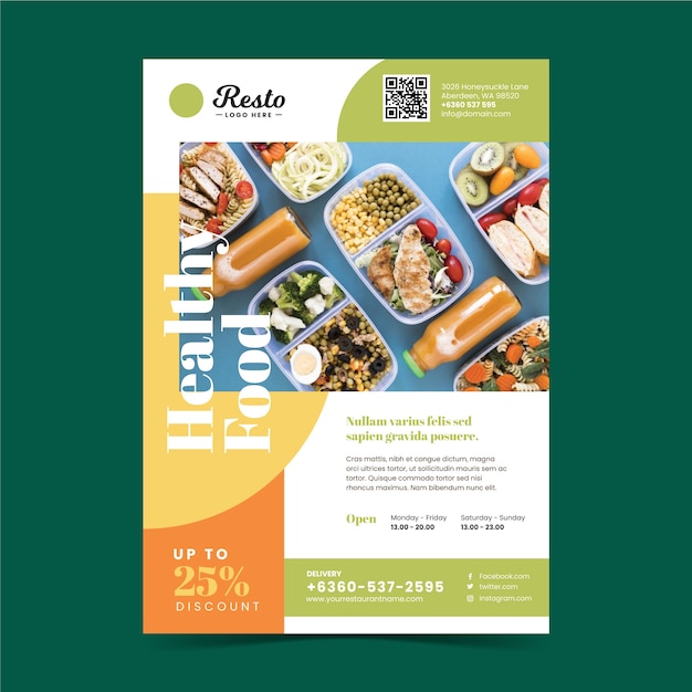 Modelo de cartaz - restaurante de comida saudável