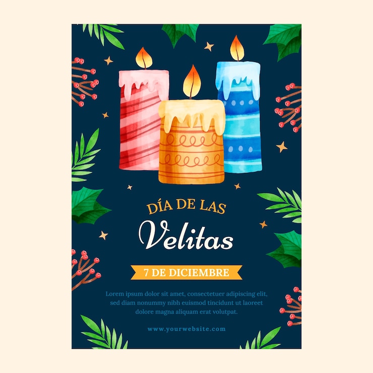 Vetor grátis modelo de cartaz vertical aquarela dia de las velitas