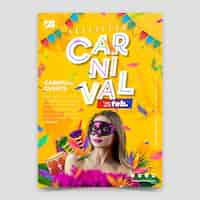 Vetor grátis modelo de cartaz vertical de celebração de carnaval brasileiro gradiente