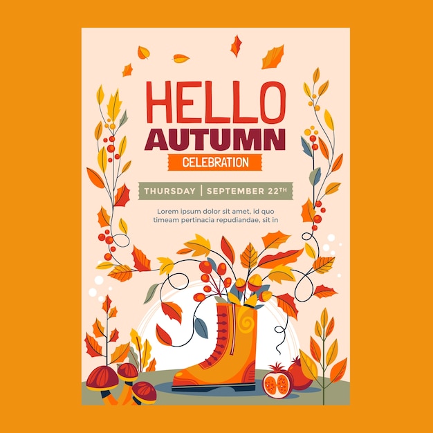 Vetor grátis modelo de cartaz vertical de celebração de outono plana