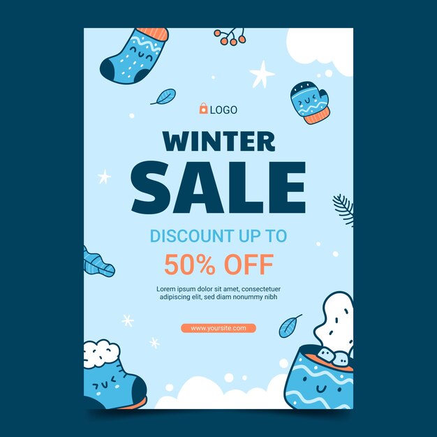 Modelo de cartaz vertical de celebração de temporada de inverno
