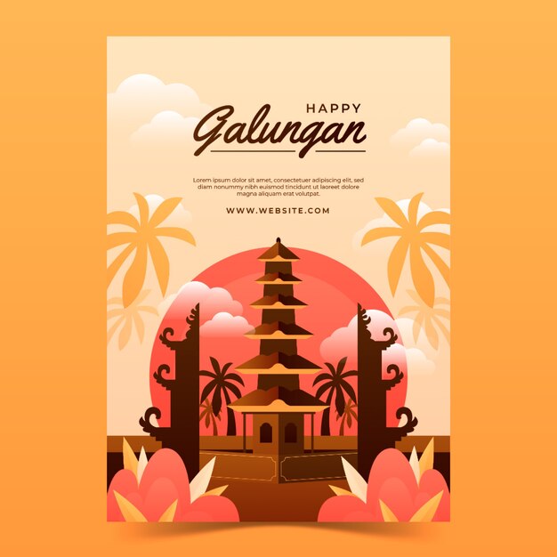 Modelo de cartaz vertical de celebração galungan gradiente