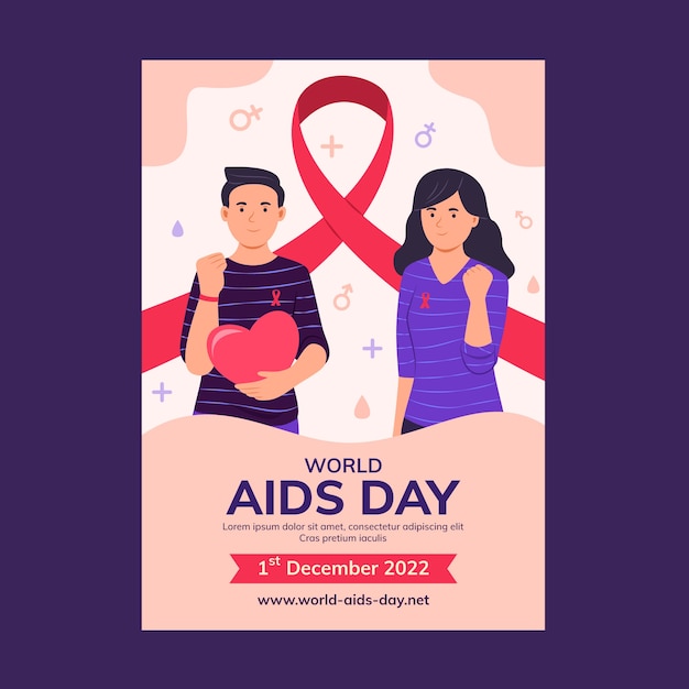 Vetor grátis modelo de cartaz vertical de lembrança do dia mundial da aids