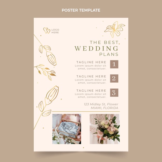 Modelo de cartaz vertical de planejador de casamento plano