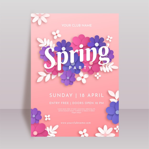 Modelo de cartaz vertical de primavera de estilo de papel