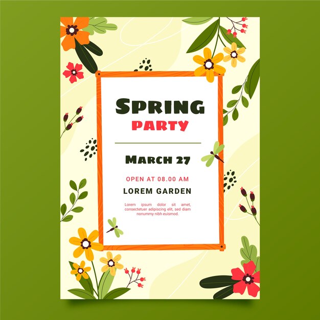 Modelo de cartaz vertical de primavera desenhado à mão
