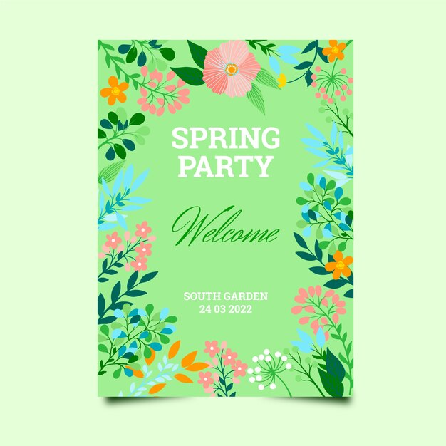 Modelo de cartaz vertical de primavera plana