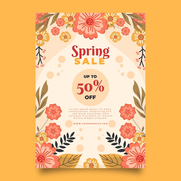 Modelo de cartaz vertical de primavera plana