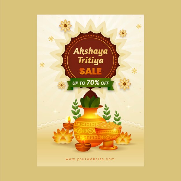 Modelo de cartaz vertical de venda gradiente akshaya tritiya