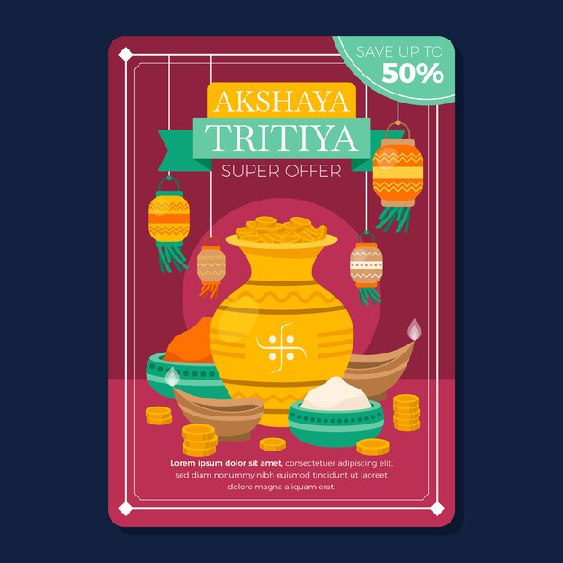 Modelo de cartaz vertical de venda plana akshaya tritiya