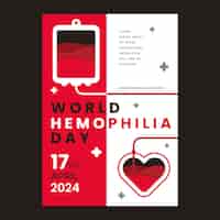 Vetor grátis modelo de cartaz vertical do dia mundial da hemofilia