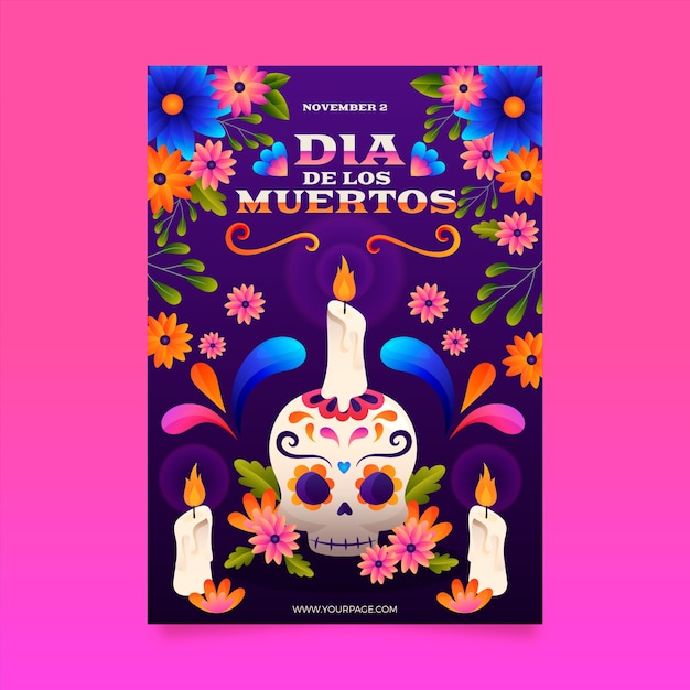 Vetor grátis modelo de cartaz vertical gradiente dia de muertos