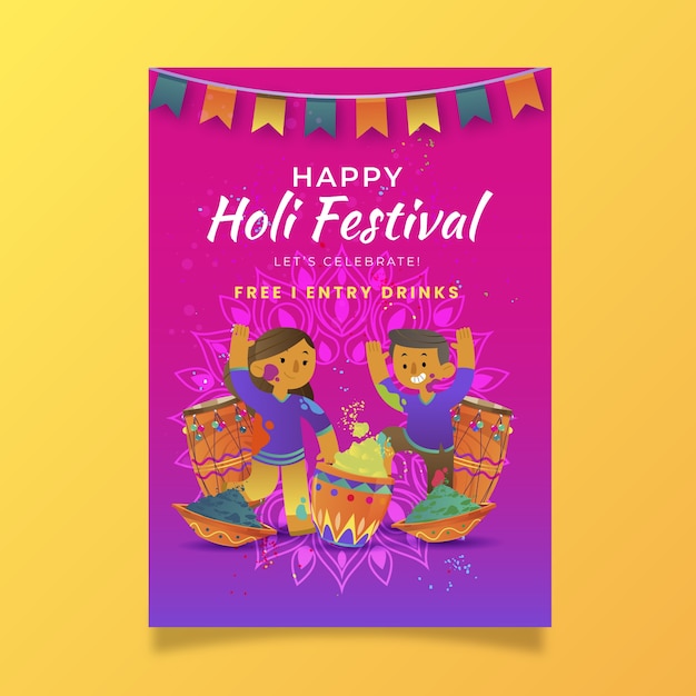 Modelo de cartaz vertical gradiente holi