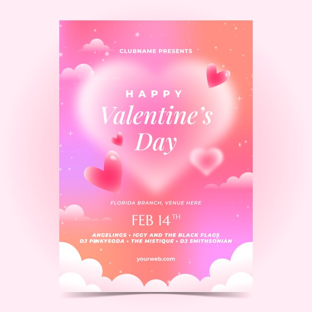 Modelo de cartaz vertical gradiente para o feriado do Dia dos Namorados