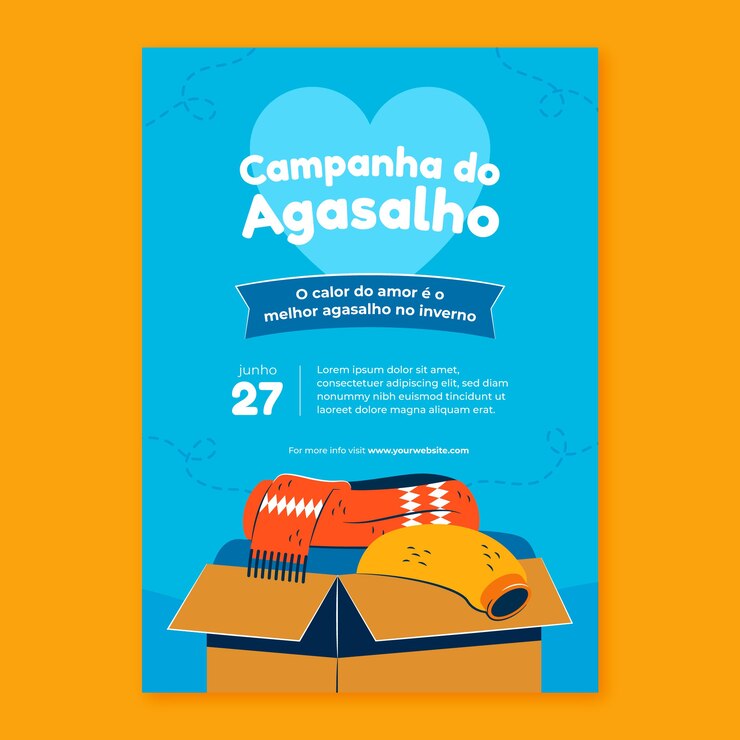 Vetor grátis modelo de cartaz vertical plano campanha do agasalho