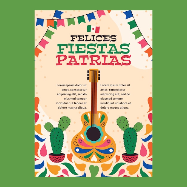 Vetor grátis modelo de cartaz vertical plano para celebração da independência do méxico