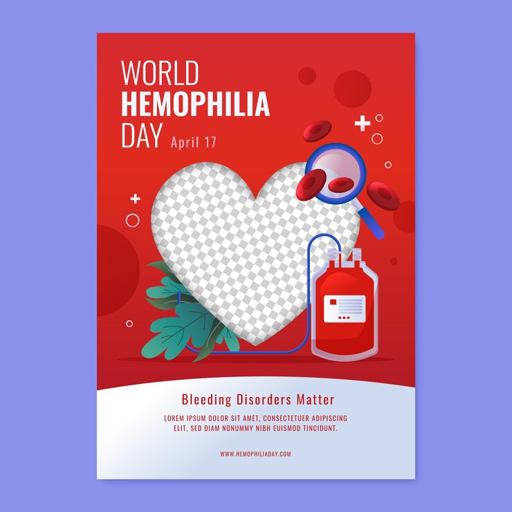 Vetor grátis modelo de cartaz vertical realista para a conscientização sobre o dia mundial da hemofilia