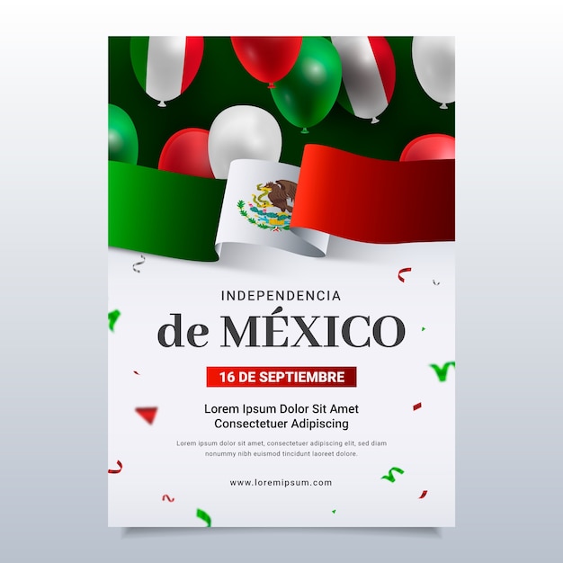 Modelo de cartaz vertical realista para celebração da independência do méxico