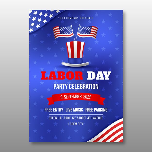 Modelo de cartaz vertical realista para celebração do dia do trabalho