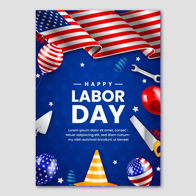 Modelo de cartaz vertical realista para celebração do dia do trabalho