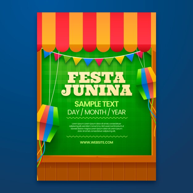 Modelo de cartaz vertical realista para celebrações de festas juninas brasileiras