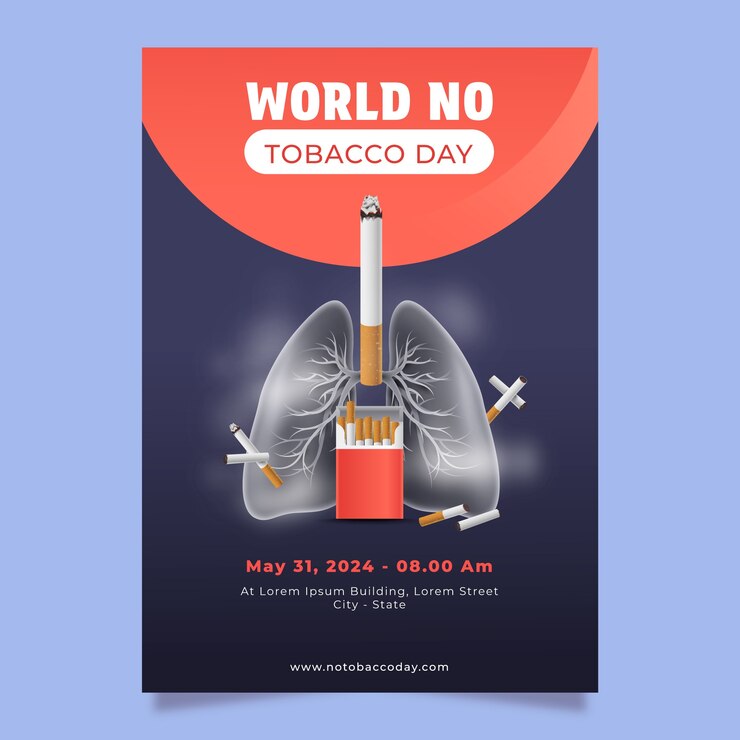 Vetor grátis modelo de cartaz vertical realista para o dia sem tabaco