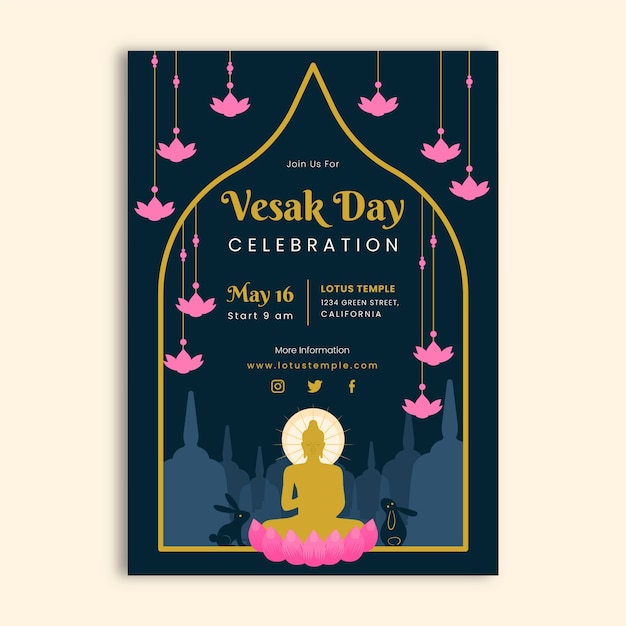 Vetor grátis modelo de cartaz vertical vesak plano