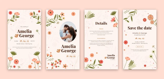 Modelo de casamento de design plano