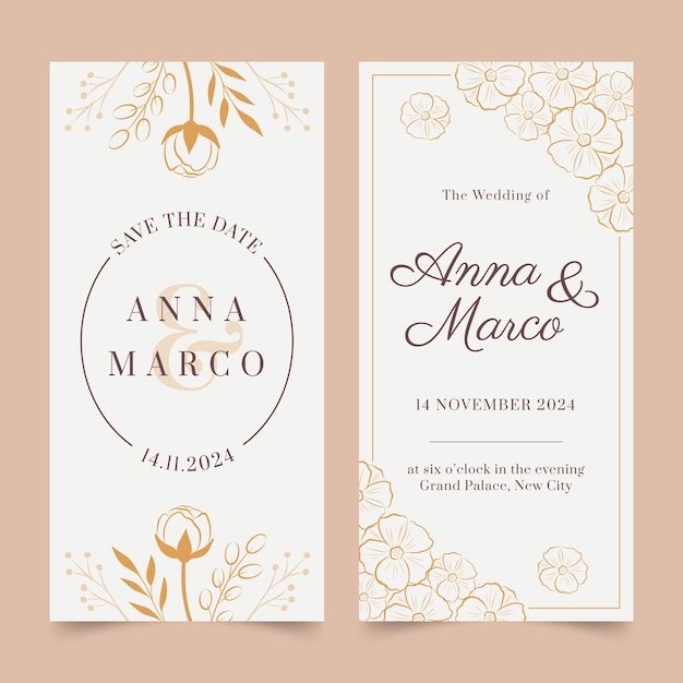 Modelo de casamento desenhado à mão