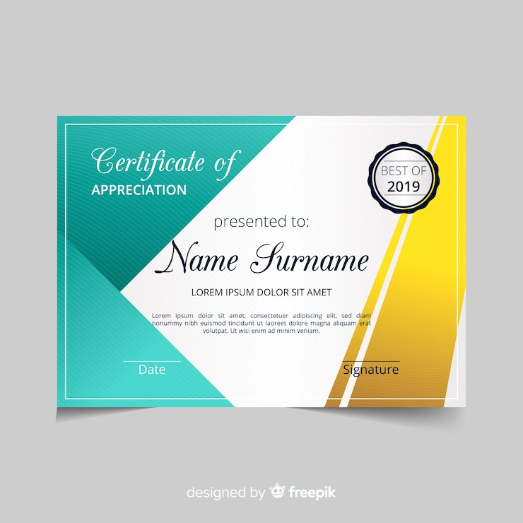 Vetor grátis modelo de certificado colorido com design plano