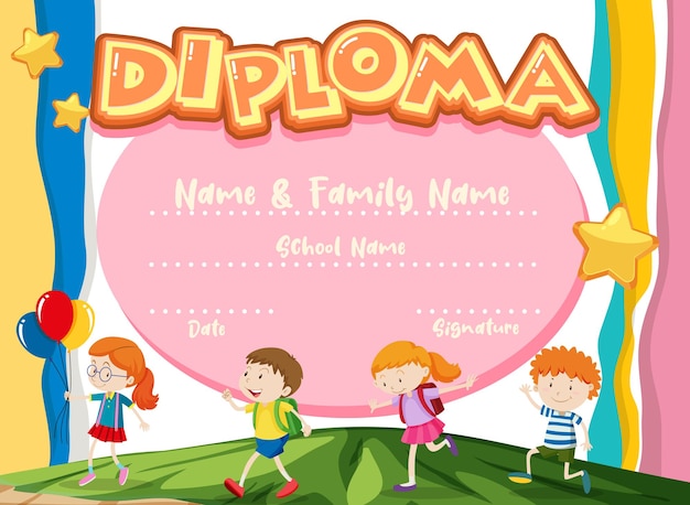 Modelo de certificado de diploma infantil