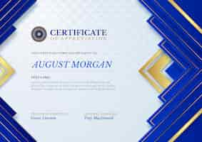 Vetor grátis modelo de certificado de luxo gradiente dourado