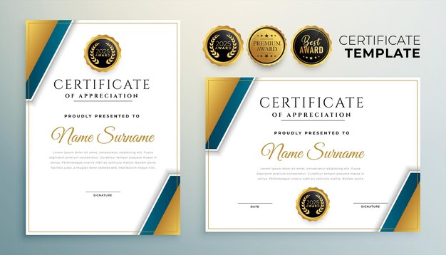 modelo de certificado de sucesso premium um presente de apreciação