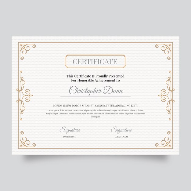 Modelo de certificado elegante