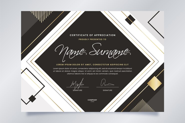 Vetor grátis modelo de certificado geométrico abstrato