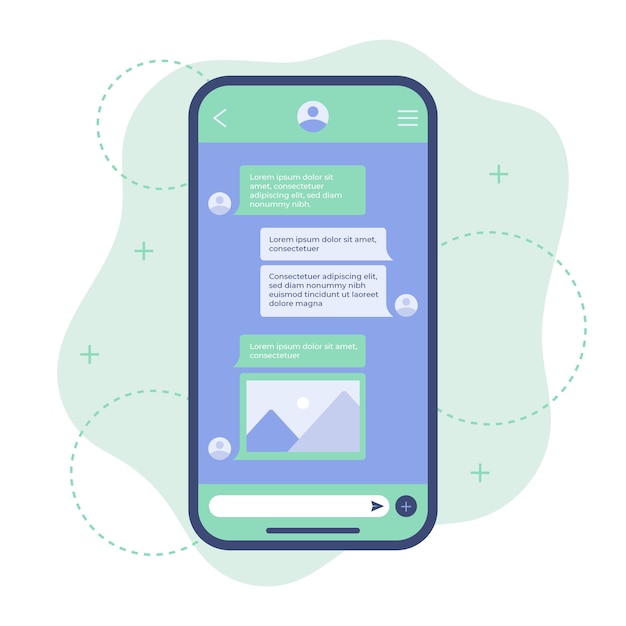 Vetor grátis modelo de chat de whatsapp de design plano