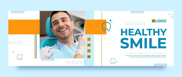 Modelo de clínica odontológica mínima de design plano