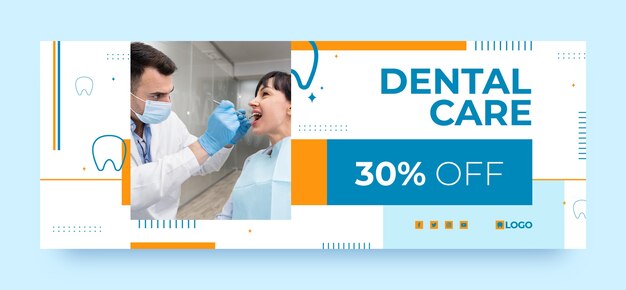 Modelo de clínica odontológica mínima de design plano
