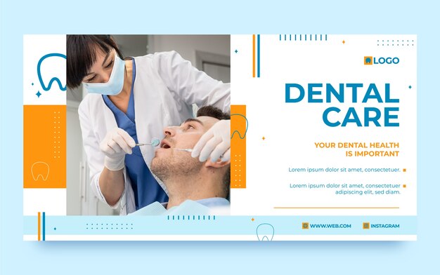Modelo de clínica odontológica mínima de design plano