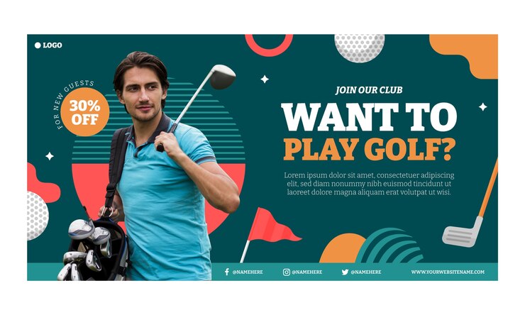 Vetor grátis modelo de clube de golfe de design plano