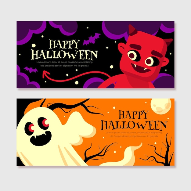 Modelo de coleção de banner de halloween