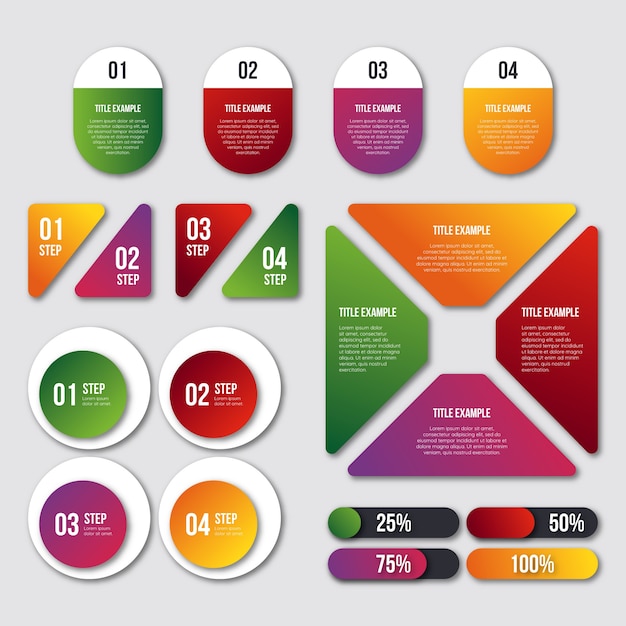 Modelo de coleção de elemento infográfico gradiente