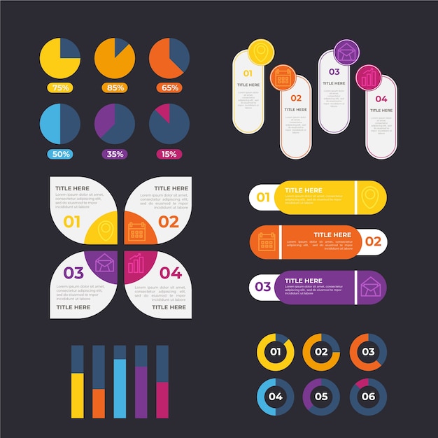 Modelo de coleção de elementos infográfico