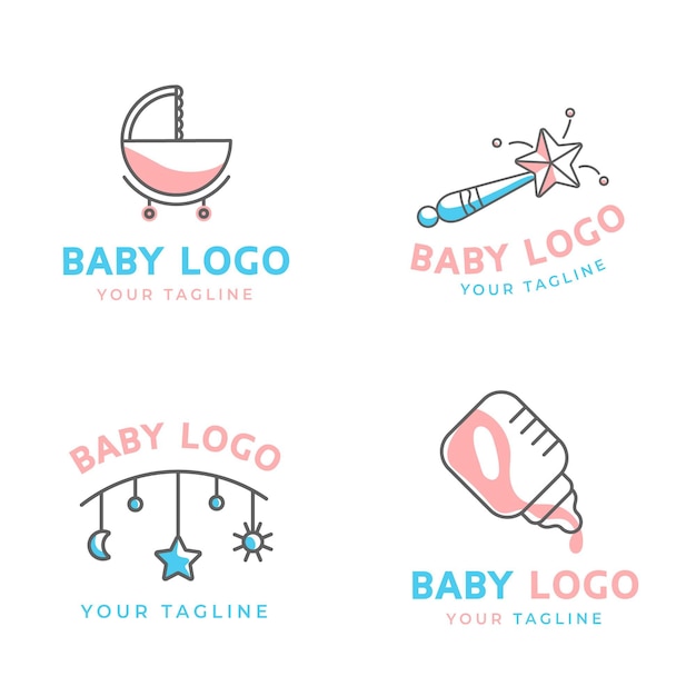 Vetor grátis modelo de coleção de logotipo de bebê