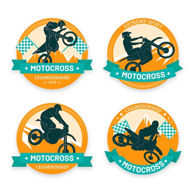 Vetor grátis modelo de coleção de logotipo de motocross